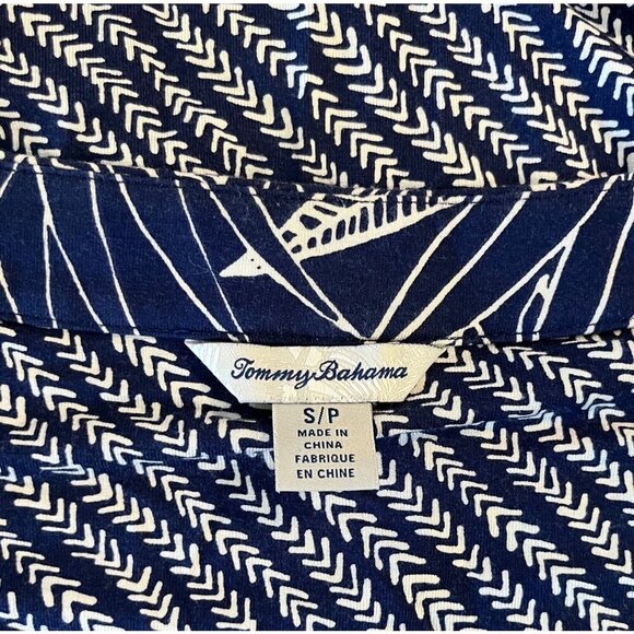 Tommy Bahama Womens Pullover Maxi Dress SMALL Navy & White Leaf Print Viscose - Picture 4 of 8